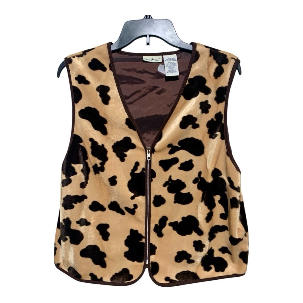 Vintage White Stag Y2K Cow Print Western Core Zipper Vest